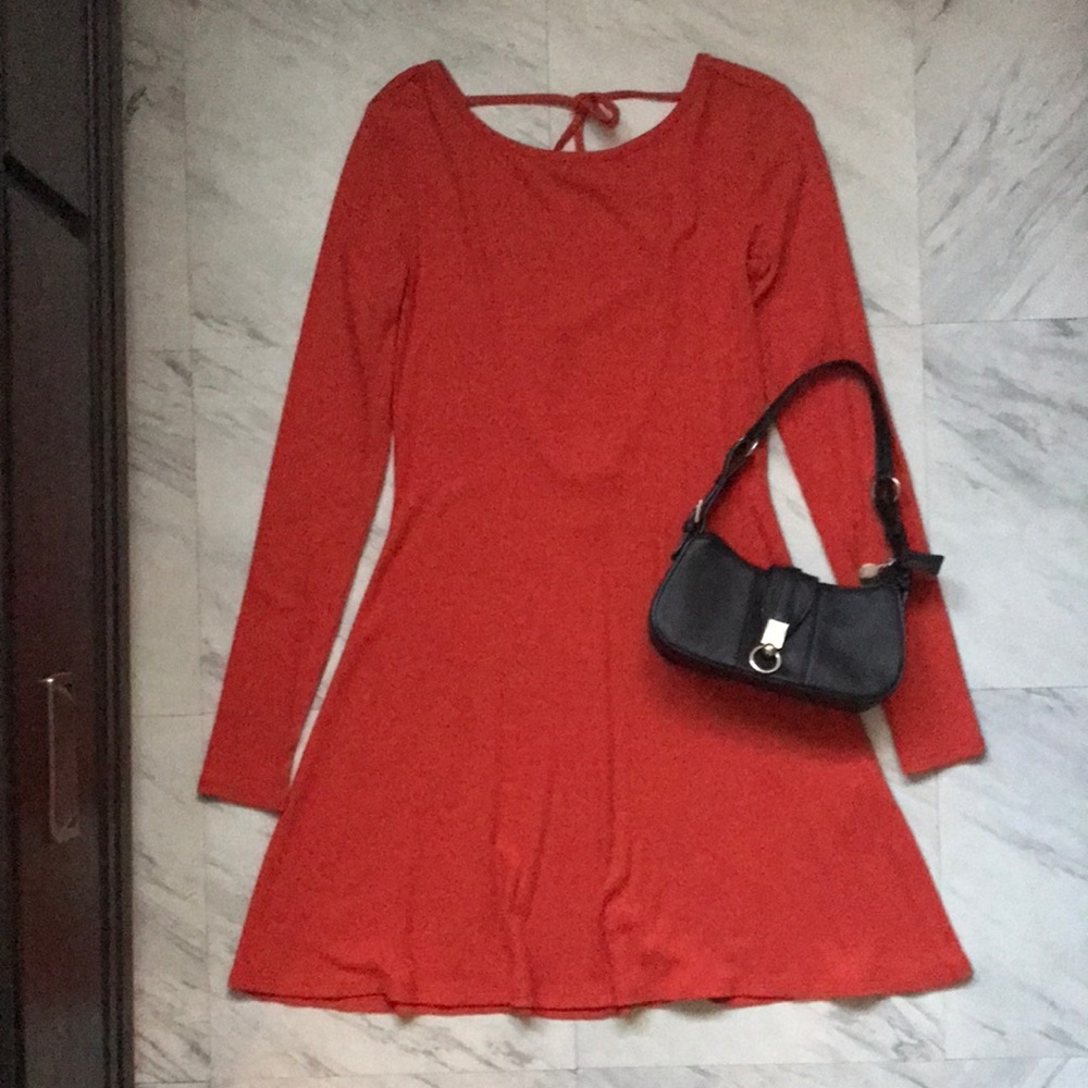 Forever 21 Orange Size Small Tie Back Flare Dress